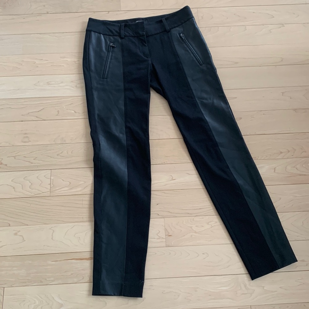 Ann Taylor black faux leather/stretch fabric pants.